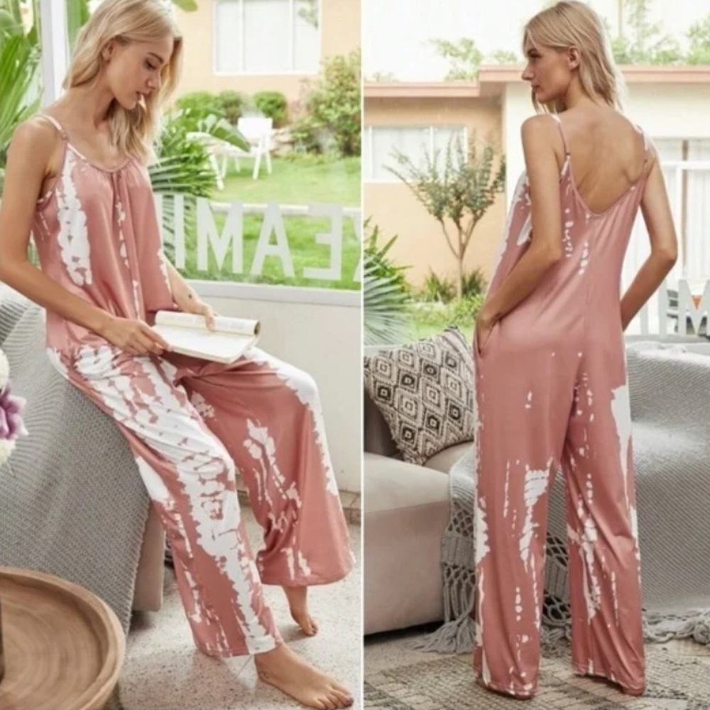 White & Orange Tie Dye Jumpsuit